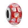 Light Red Clear White Crystal Diamond Accent Murano Glass Beads Charms Bra...