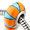 Orange And Pale Blue Stripes Polymer Clay Beads Charms Bracelets