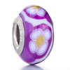 Pink Flower Purple Euro Murano Glass Beads Charms Bracelets