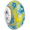 Yellow With Blue Flower Murano Glass Beads Charms Bracelets
