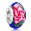 Blue With Red Rose All Brands Murano Glass Beads Charms Bracelets