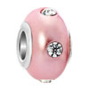 Rose Pink Epoxy Clear White Crystal Diamond Accent Fit All Brands Beads Charms Bracelets