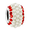 Light Red Crystal Clear White Pearls Silver Beads Charms Bracelets