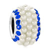 Sapphire Blue Crystal Clear White Pearls Silver Beads Charms Bracelets