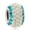 Blue Topaz Crystal Clear White Pearls Silver Fit All Brands Beads Charms Bracelets