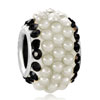 Black Crystal Clear White Pearls Silver Beads Charms Bracelets