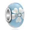 Aquamarine Blue Clear White Crystal Clover Flower Murano Glass Beads Charm...