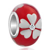 Light Red Clear White Crystal Clover Flower Murano Glass Beads Charms Brac...
