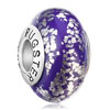 Deep Blue With Silver Foil 925 Sterling Murano Glass Beads Charms Bracelets
