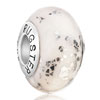 White With Bits And Pieces Of Silver Foil 925 Sterling Murano Glass European Beads