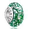 Green With Beautiful White Dots 925 Sterling Silver Murano Glass Beads Cha...