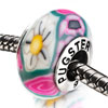 Tender Pink Yellow And Green 925 Sterling Silver Murano Glass Beads Charms...