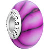 Dark Pink And Black Stripes 925 Sterling Silver Murano Glass European Beads