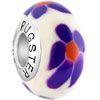 White With Amethyst Flower 925 Sterling Silver Murano Glass Beads Charms B...