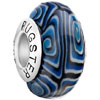 Blue With Black And White Spiral 925 Sterling Silver Murano Glass Beads Charms Bracelets