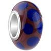 Dark Blue Dotted Slim Murano  Glass  European Beads