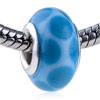 Sea Blue Dotted Slim Murano Glass European Beads