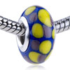 Yellow And Purple Dots Slim Murano Glass European Beads