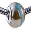 Turquoise And White Stripes Slim Murano Glass European Beads