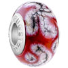 Black And White Scratchy Line Slim Murano Glass European Beads