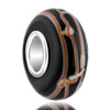 White And Orange Crusted Slim Murano Glass European Beads