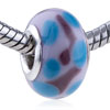 Pale Blue Dotted Slim Murano Glass European Beads