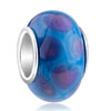 Grey Violet Dots Slim Murano Glass European Beads