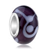 White Doodle Slim Murano Glass European Beads