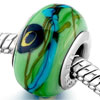 Yellow And Black Circle Slim Murano Glass European Beads