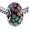 Orange And Green Dots Slim Murano Glass European Beads