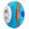 Orange Waveline Slim Murano Glass European Beads
