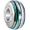 Silver Foil Turquoise Line Slim Murano Glass Beads Charms Bracelets