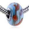 Orange Doodle Slim Murano Glass European Beads