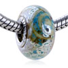 Turquoise And Silver Crust Murano Glass European Beads