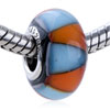 Pale Blue And Orange Slim Murano  Glass  European Beads