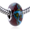 Blue And Tan Doodle Murano Glass European Beads