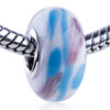 Baby Blue And Pink Stripes Murano Glass European Beads