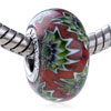 Green Sparkling Flower Murano Glass European Beads