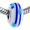 White Baby Blue Texture Dots  Murano  Glass European Beads