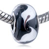 Black And White Swirl Murano Glass European Beads