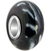 Dark Brown White Gear Imprint Murano Glass European Beads