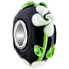 Black Flower And Leaf  Murano  Glass European Beads