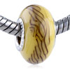Tan Brown Intricate Line  Murano  Glass European Beads