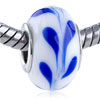 White Blue Vine  Murano  Glass European Beads