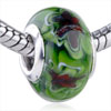 Red Abstract Flower Green Murano Glass European Beads