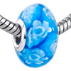 Pugster Blue With White Flower Lampwork Murano Glass Style Pandora