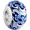 White And Blue Flower Style Pandora Murano Glass Beads