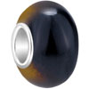 Black And Amber Stripe Murano Glass European Beads