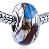 Pale Blue And Deep Red Stain Murano Glass European Beads