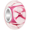 Pink With White Flower Style Pandora Murano Glass Beads